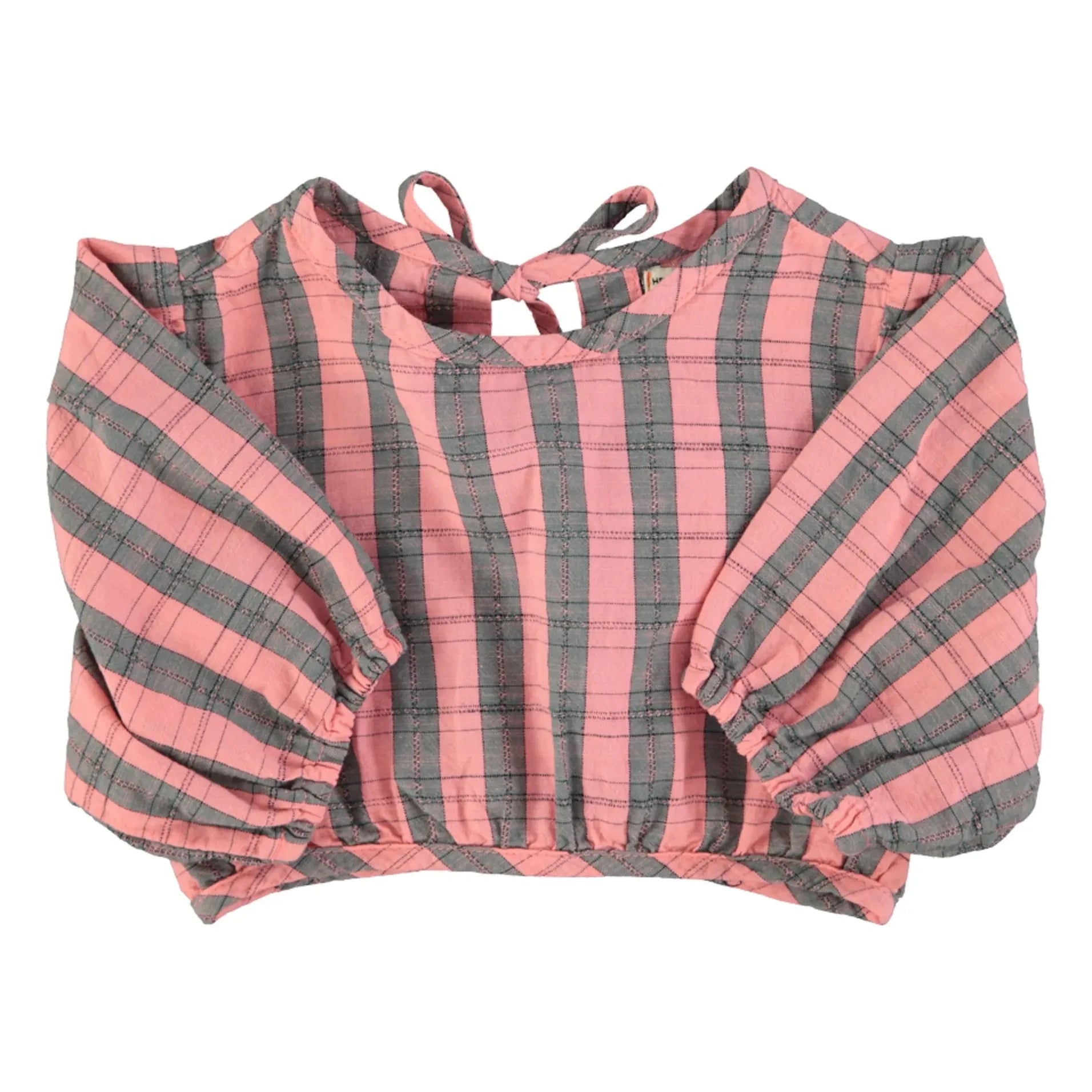 Piupiuchick - Organic Cotton Checkered Ruffled Blouse | Pink