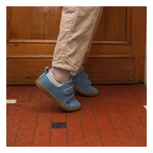 Lazare - Mahaut Striped Suede Sneakers | Denim Blue