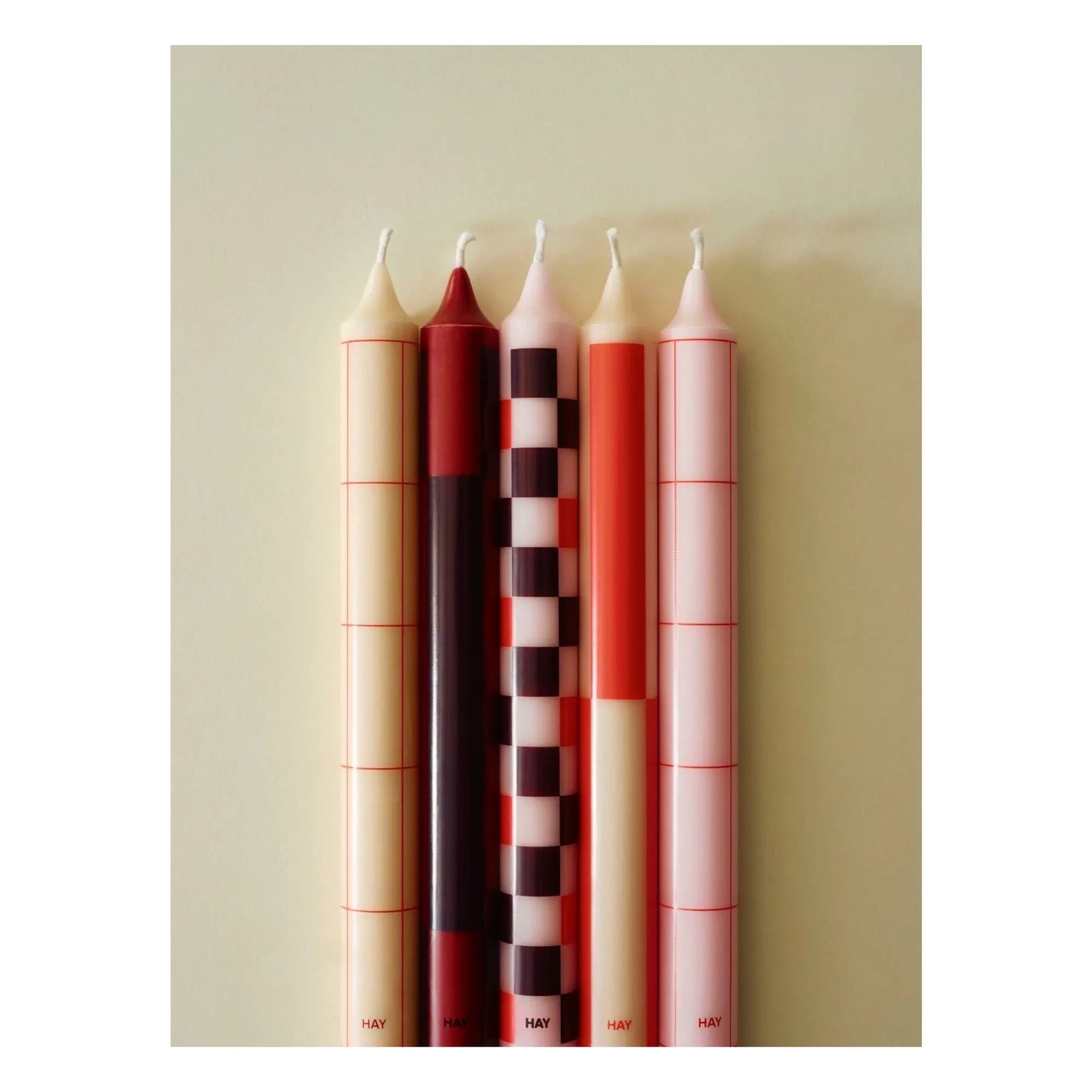 Hay - Patterned candles - Set of 4 | Red