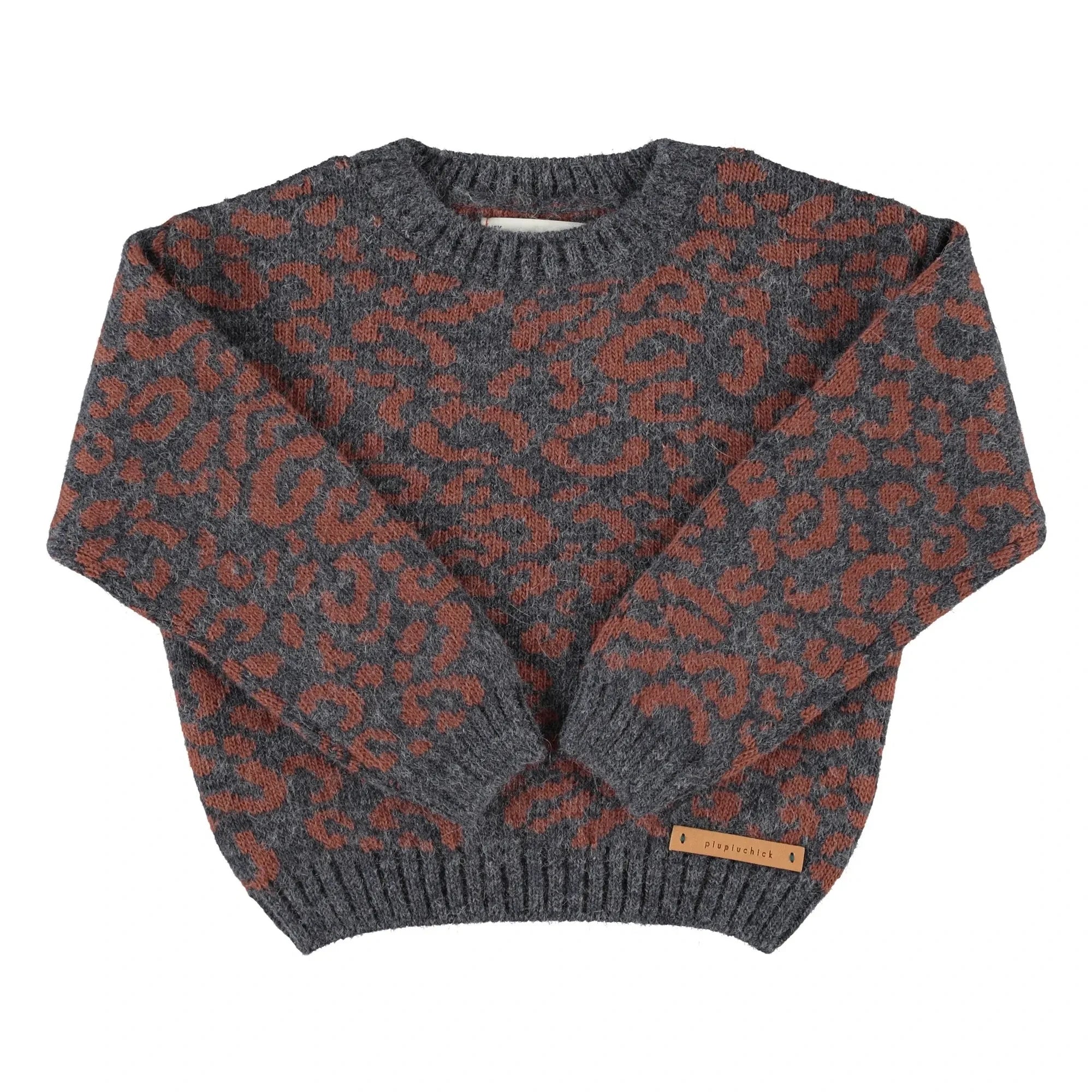 Piupiuchick - Leopard Sweater | Charcoal Gray