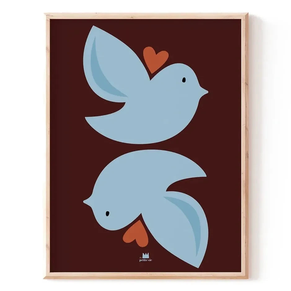Ma petite vie - Blue Birds Poster | Light Blue