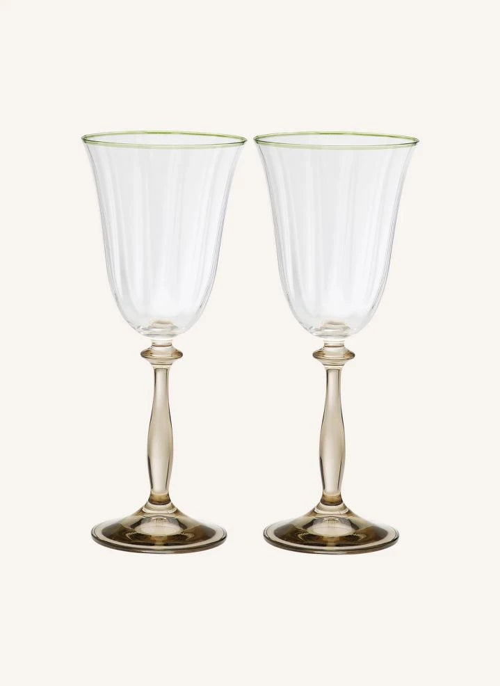 Anna + Nina - Lily Optic Wine Glasses - Set of 2 | Gold