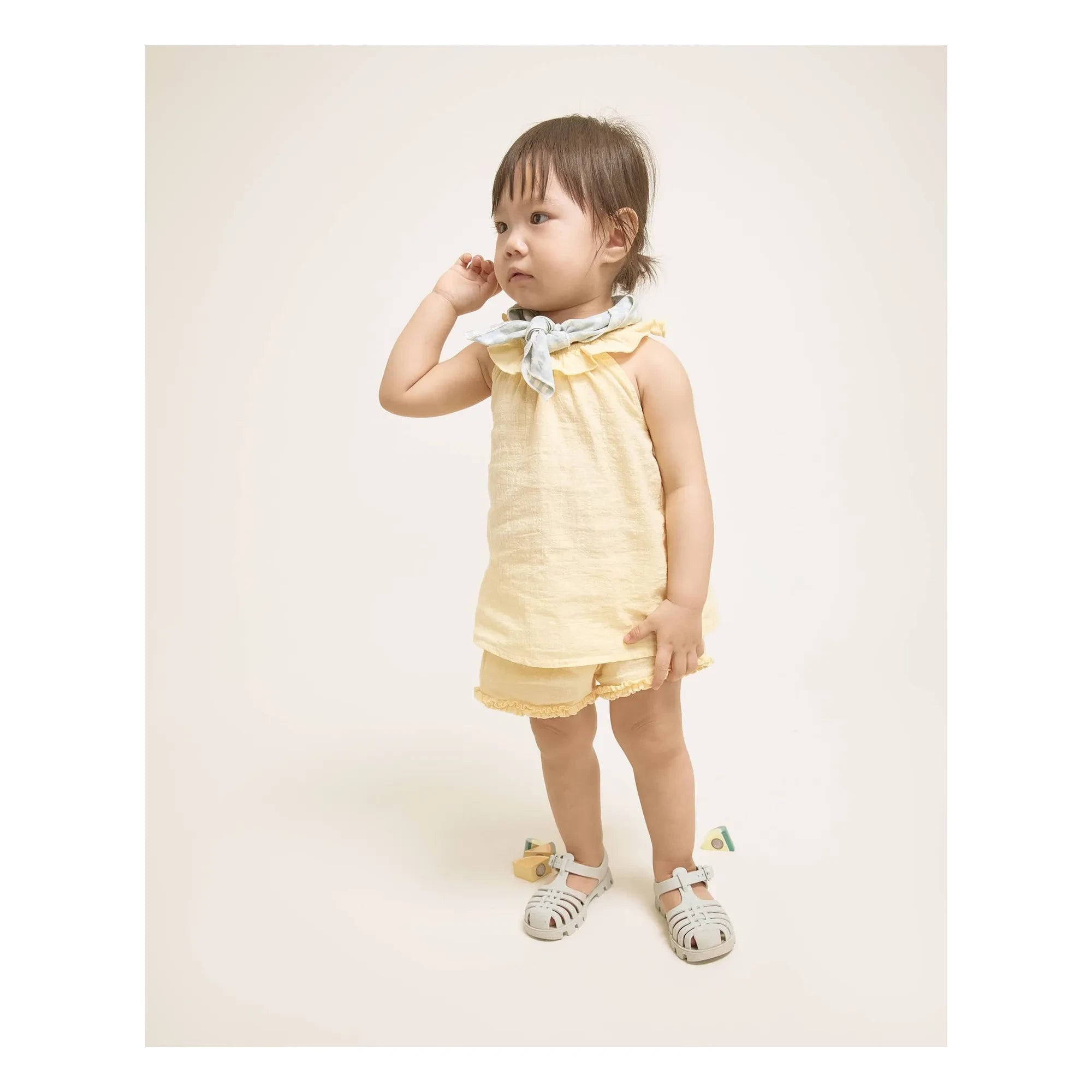 Búho - Organic Cotton Ruffled Shorts | Yellow