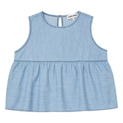 Main Story - Organic Cotton Ruffled Denim Top | Light Blue