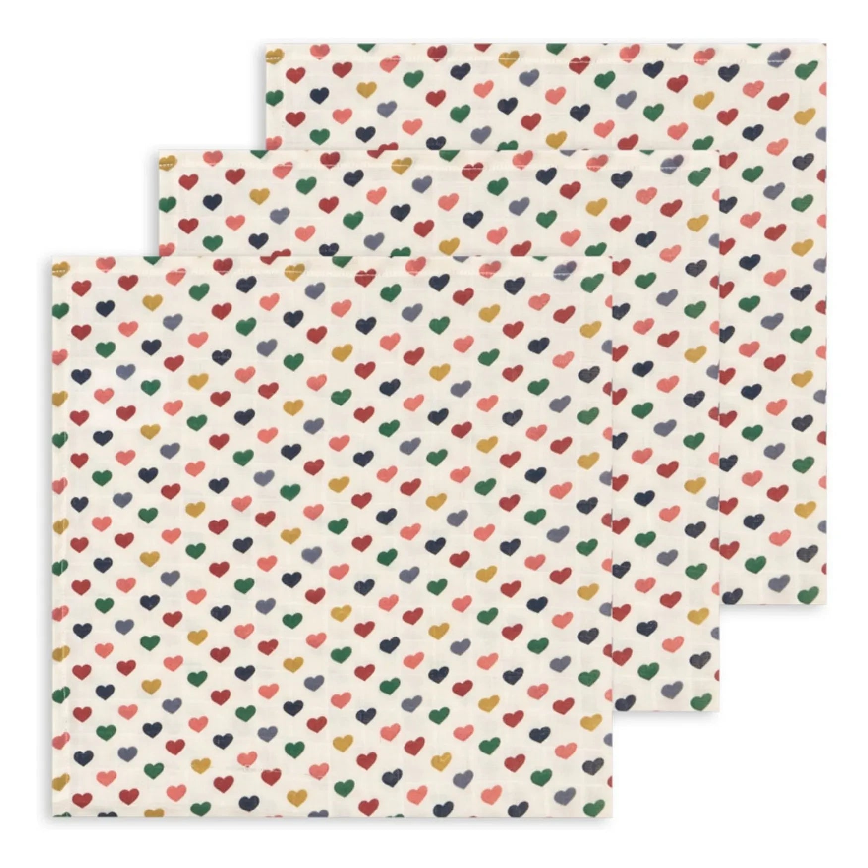 Konges Sløjd - Heart Organic Cotton Cloths - Set of 3