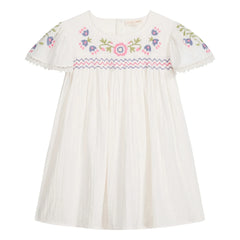 Louise Misha - Hand-embroidered Organic Cotton Dress | White