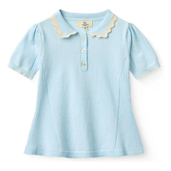 Copenhagen Colors - Organic Cotton Polo Shirt with Dotted Collar Detail | Ice Blue