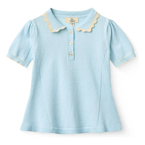 Copenhagen Colors - Organic Cotton Polo Shirt with Dotted Collar Detail | Ice Blue