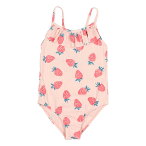 Búho - Strawberry Embossed Swimsuit | Pale Pink