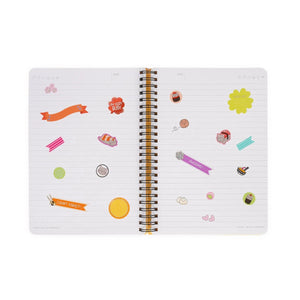 Legami - A5 Lined Defter ile Illustrated Hard Kılıf - Sushi Cat - Jotter - Spiral-Bound