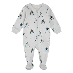 Petit Lem - Babet-Style Baseball Cotton Organic Romper | Gray