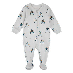 Petit Lem - Babet-Style Baseball Cotton Organic Romper | Gray