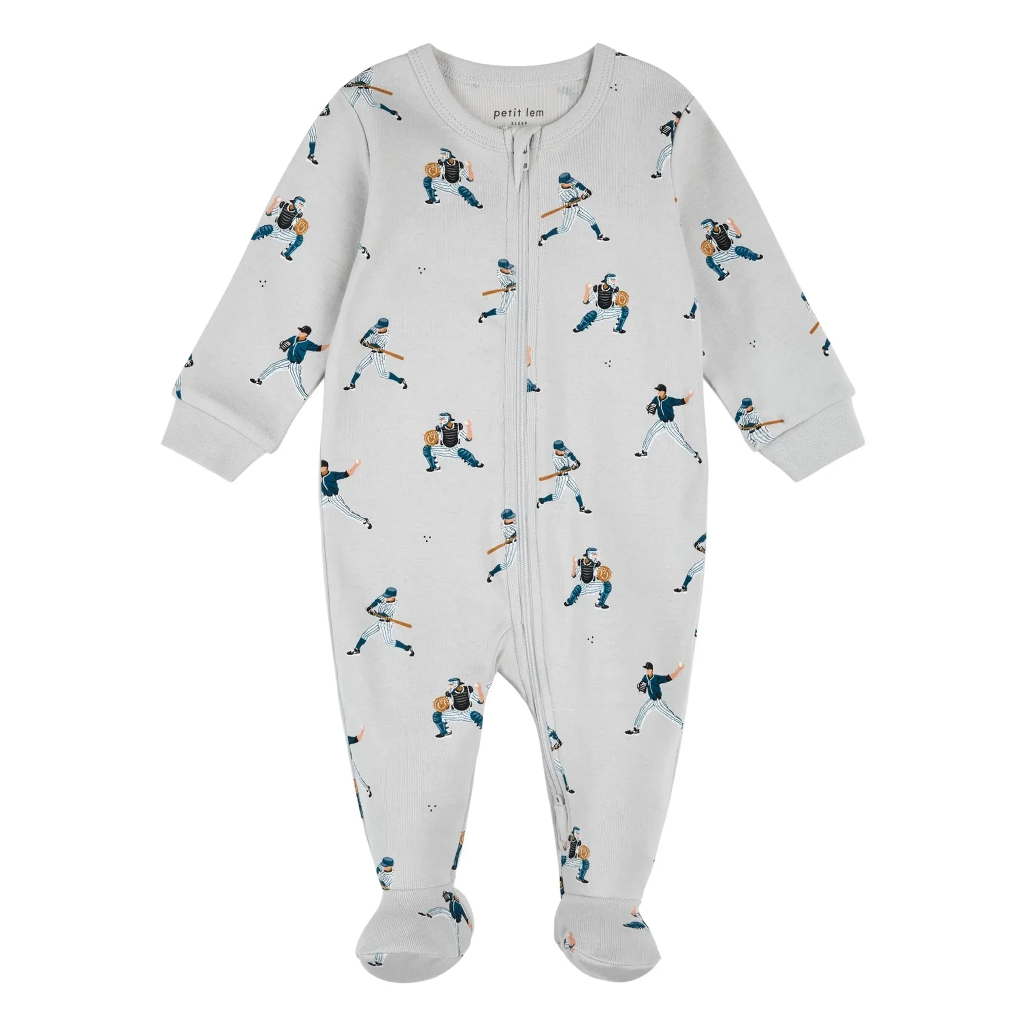 Petit Lem - Babet-Style Baseball Cotton Organic Romper | Gray