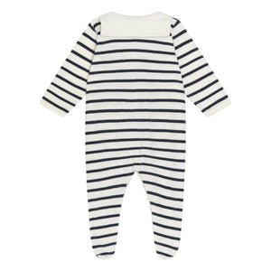 Petit Bateau - Organic Cotton Striped Pajama Set | White