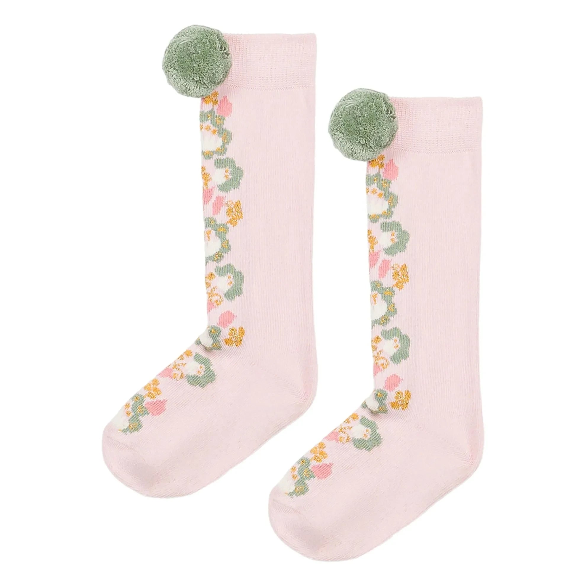 Louise Misha - Chelie Fleurie High Socks | Powder Pink