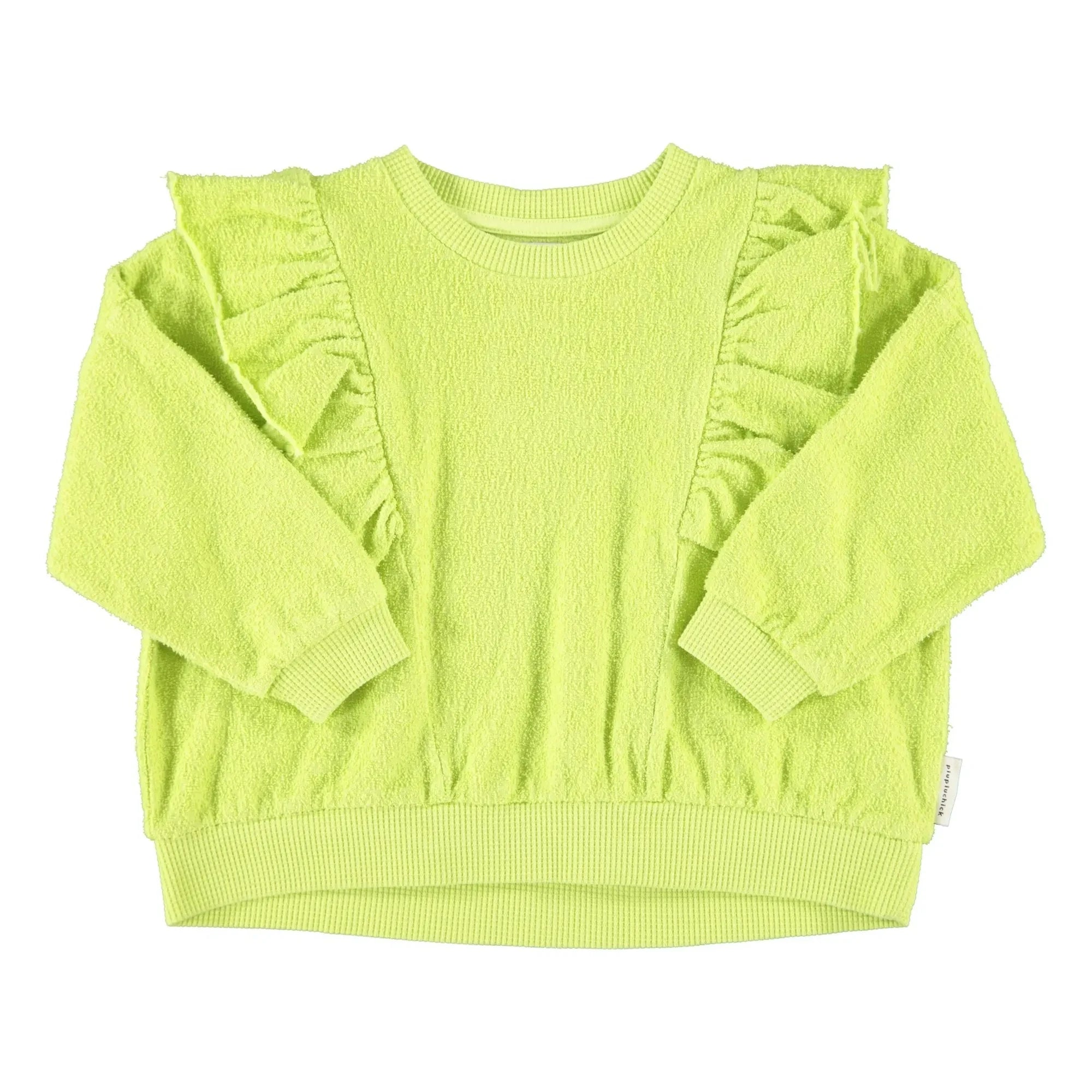 Piupiuchick - Fluorescent Yellow | Organic Cotton Terry Ruffled Sweatshirt