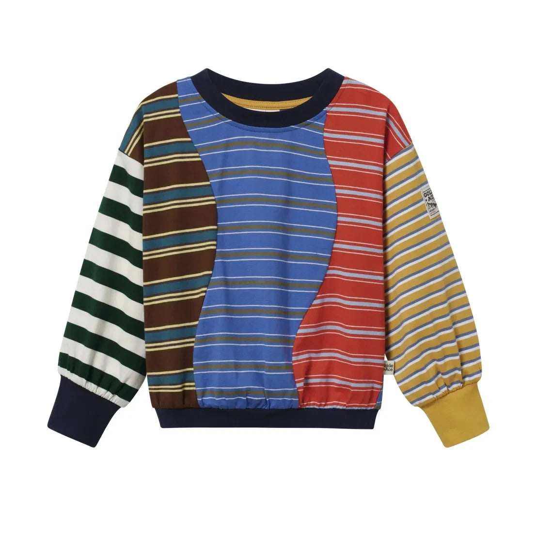 Goldie + Ace - Mavi Renk Bloklu Çizgili Sweatshirt
