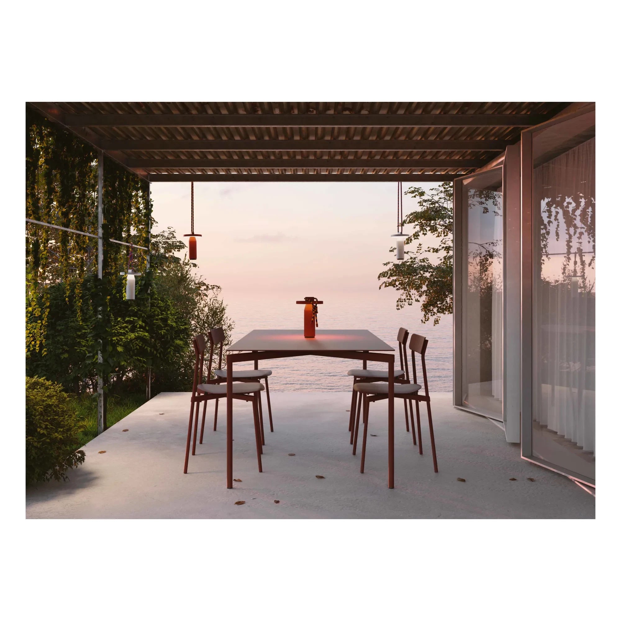 Petite friture - Fromme Rectangular Outdoor Table - Seats 8 | Red Brown