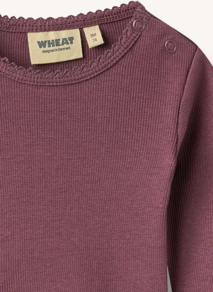 Wheat - Regitze organic cotton bodysuit | Aubergine