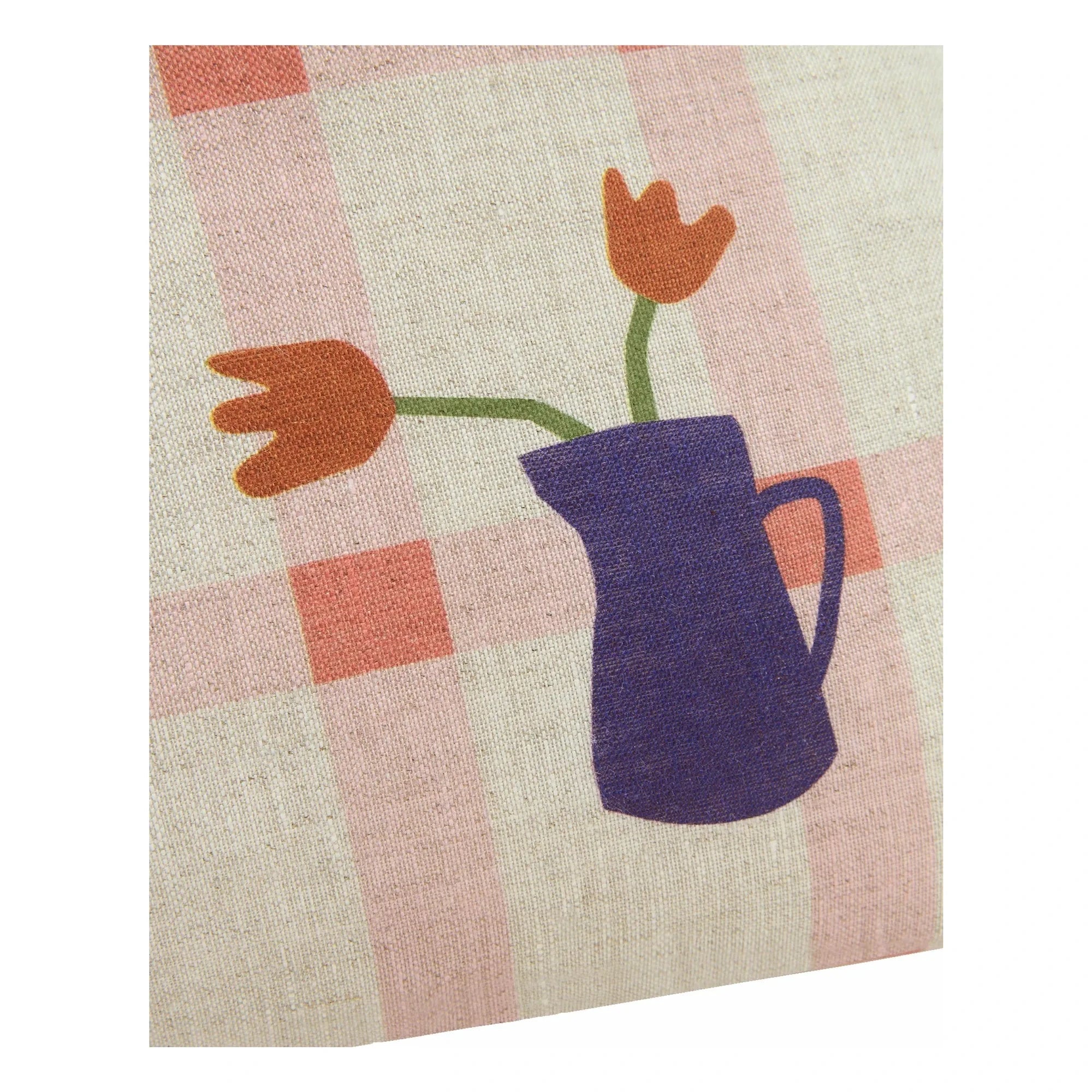 Nobodinoz - Tulip Vibes Rectangular Cushion - French Linen | Pink