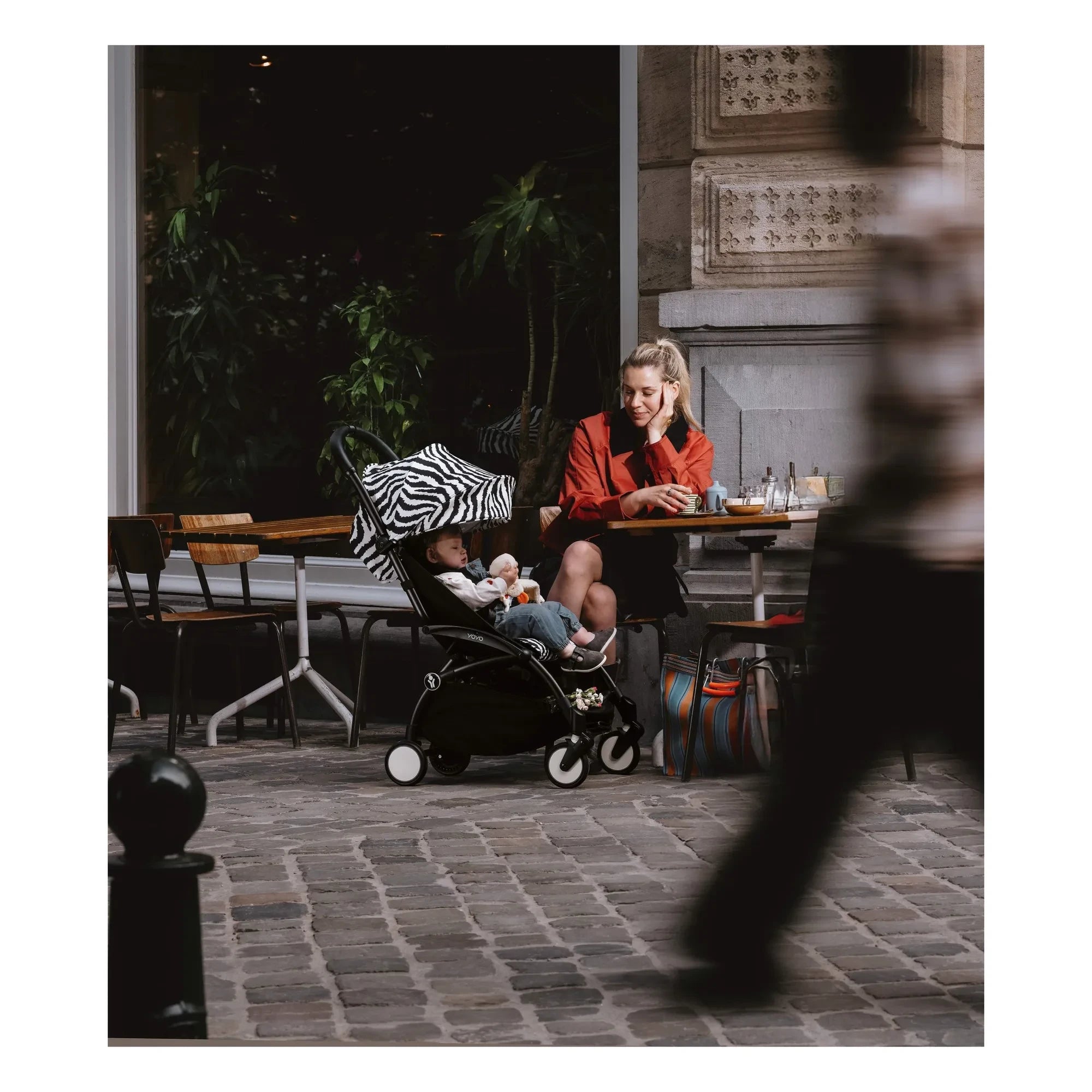Stokke® - YOYO³ 6+ Pushchair with Black Frame | Zebra