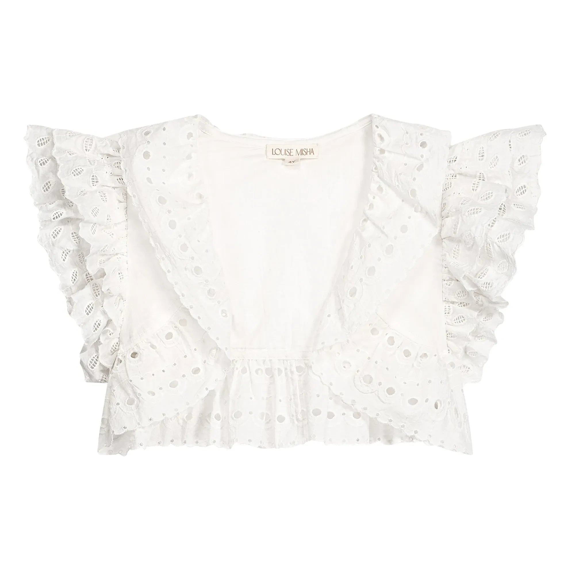 Louise Misha - Moana organic cotton embroidered bolero | White