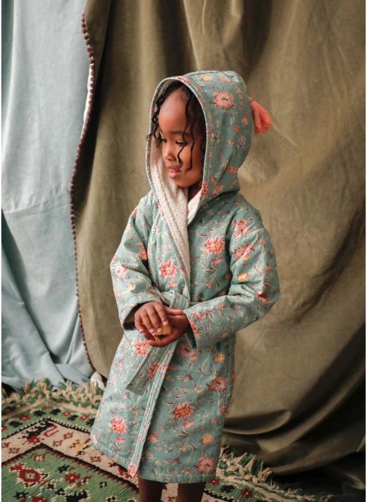 Louise Misha - Leilou Organic Cotton Bathrobe | Turquoise