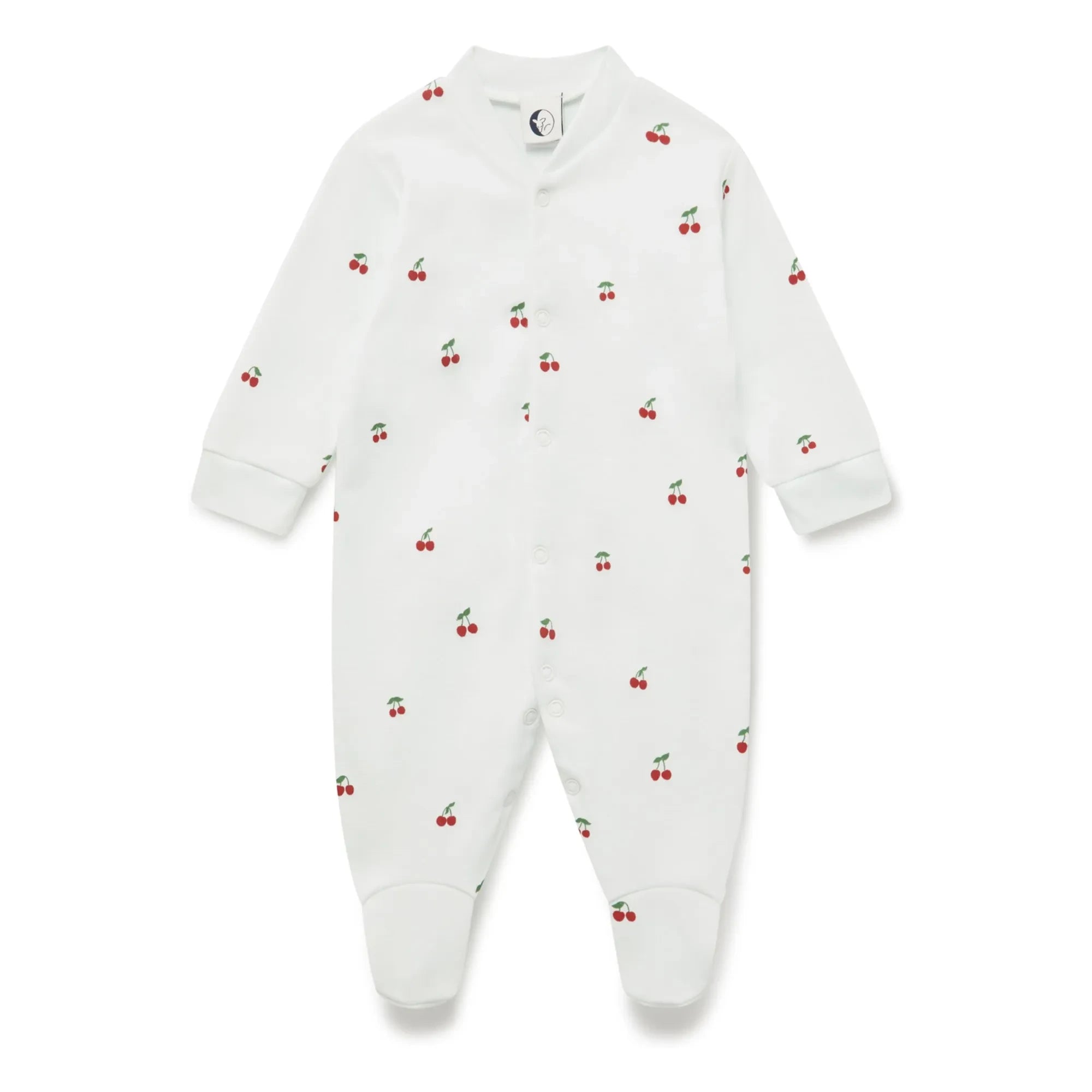 Sleepy Doe - Footed Pajama Cherry Organic Cotton | White