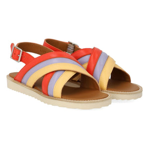 Angulus - Color Block Cross Strap Sandals | Pale Yellow