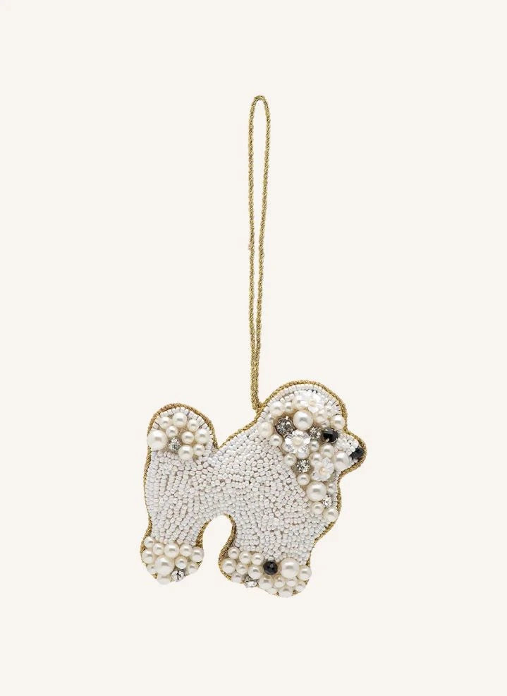 Anna + Nina - White Poodle Christmas Ornament
