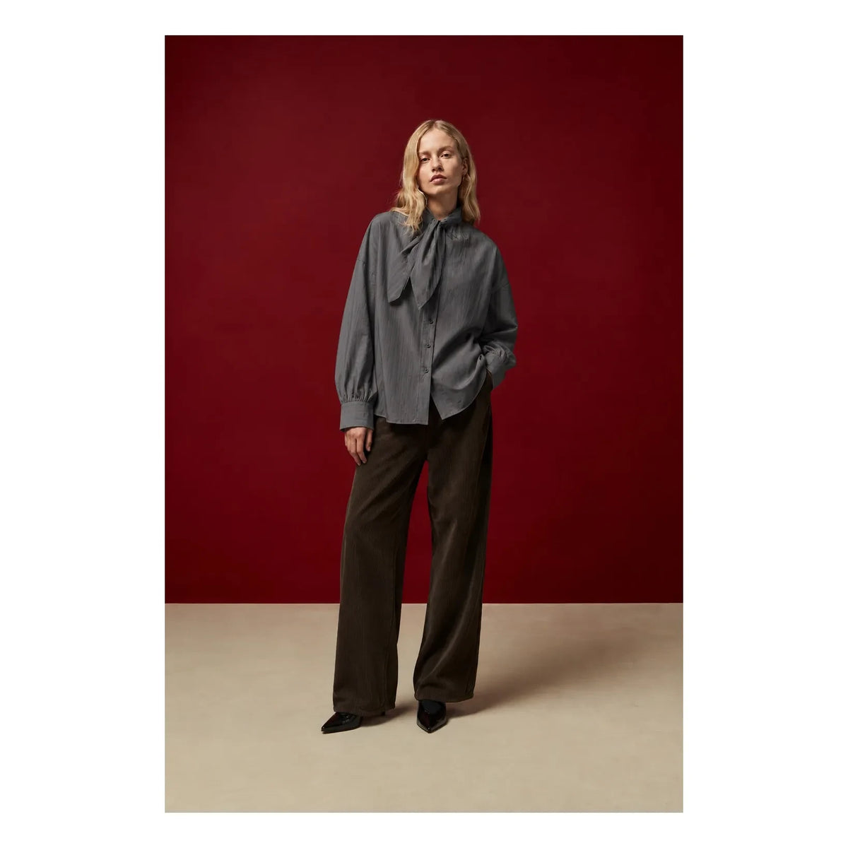 BELLEPIECE - Tom Cotton Poplin Blouse | Steel