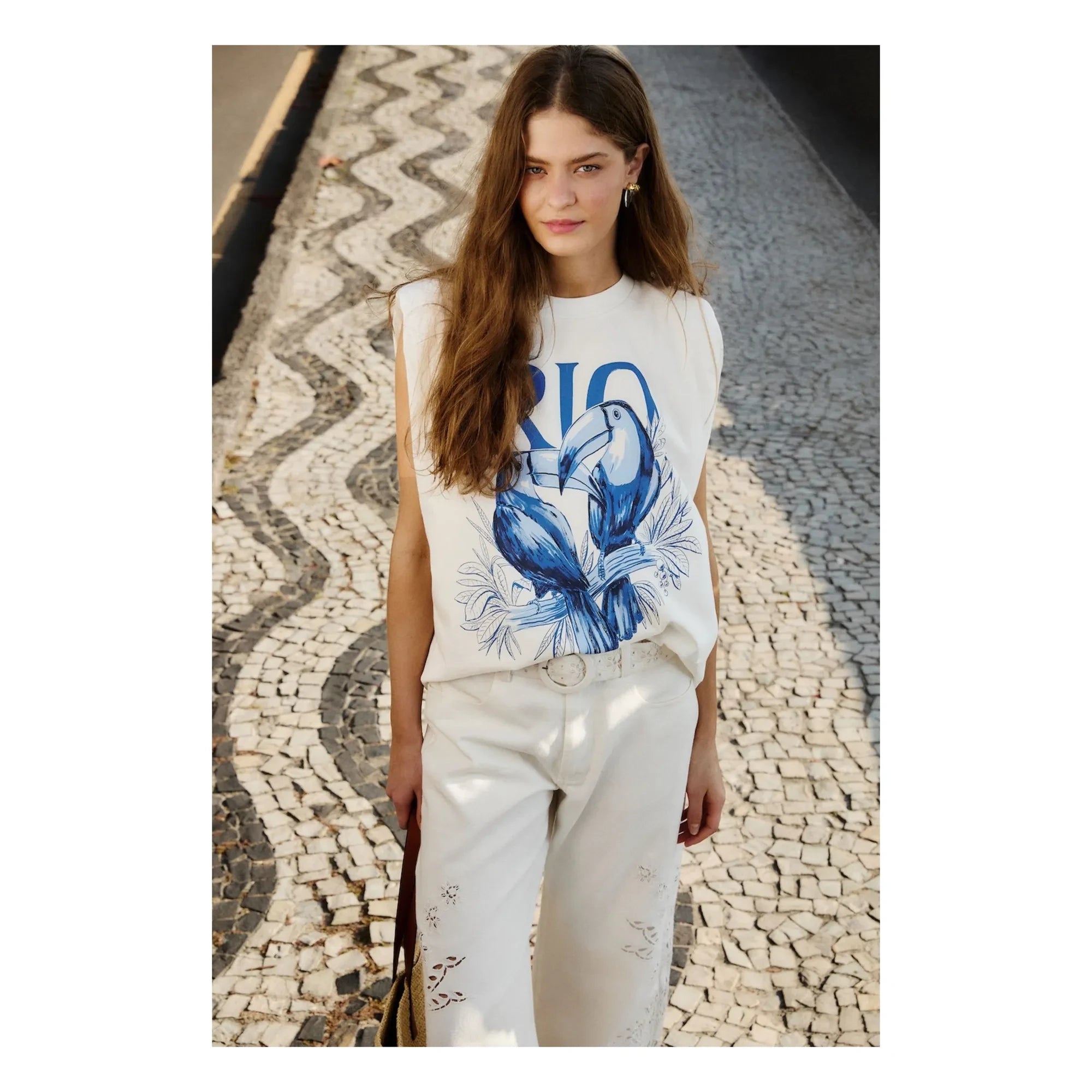 Farm Rio - Rio Epaulet T-Shirt | White