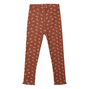 Rylee + Cru - Floral Pattern Ribbed Leggings | Clay