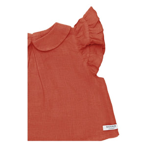 Donsje - Mimi Linen Blouse, Claudine Collar | Light Red