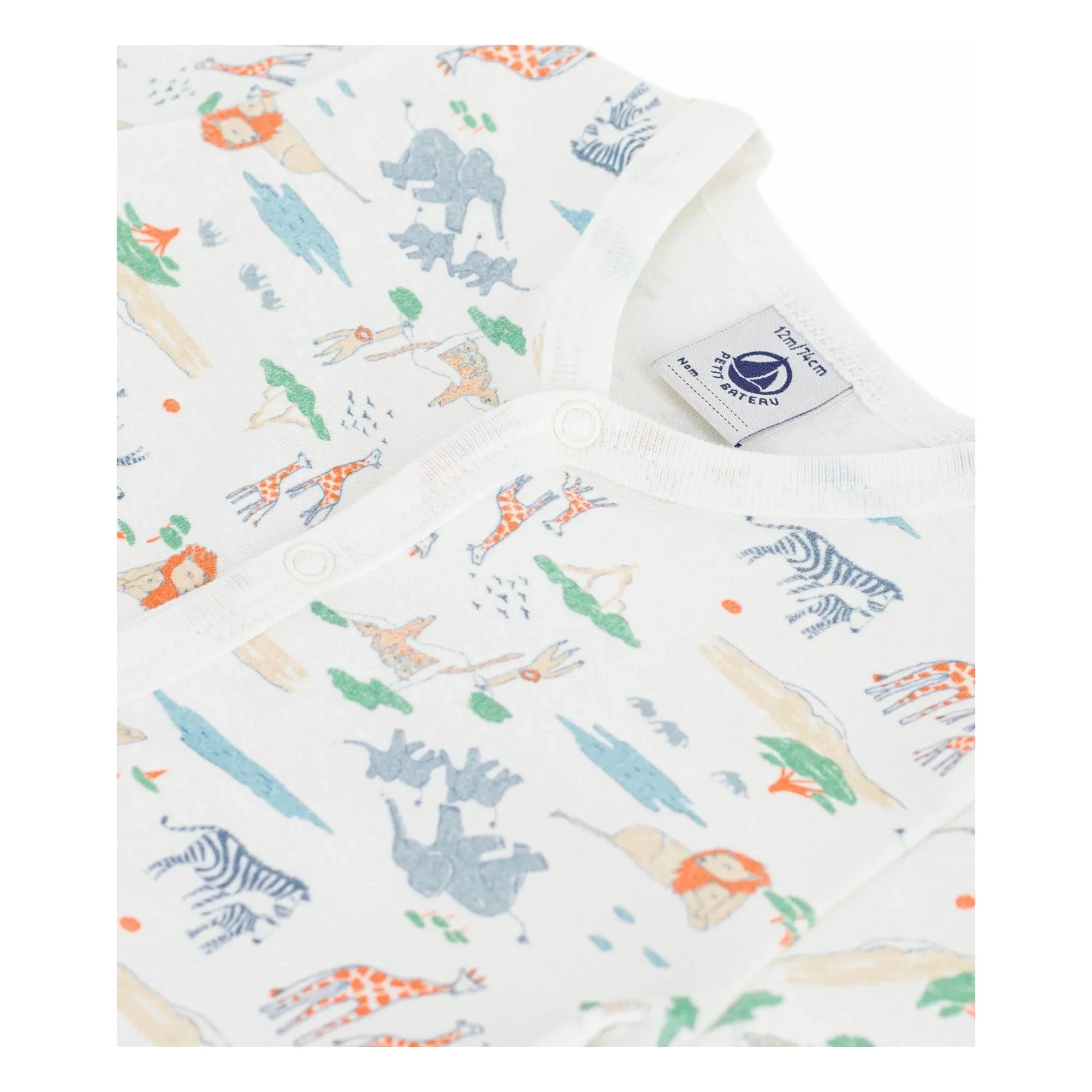 Petit Bateau - Animal Patterned Sleepwear Romper with Shorts | White