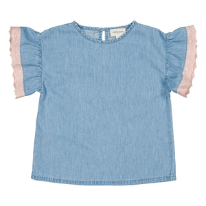 Louis Louise - Loli Chambray Lace T-shirt | Light Blue