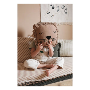 Nobodinoz - Lion Embroidered Pillow | Sand