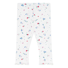 Petit Bateau - Floral Pattern Ribbed Leggings | White