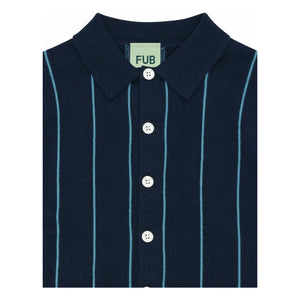 FUB - Striped Shirt Extra Thin Mesh Organic Cotton | Navy Blue