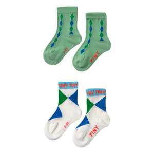 Tinycottons - 2 Pairs of Losange Socks Set | Green