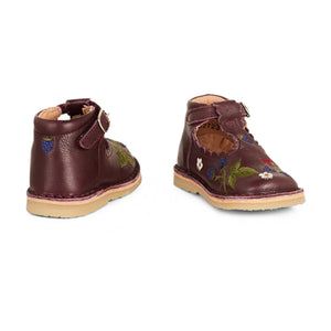 Petit Nord - T-Bar Combed Baby Shoes - Uniqua Collection | Plum