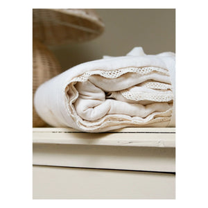 Gentil Coquelicot - Cotton Gauze Fabric Trèfles Embroidered Quilted Shawl