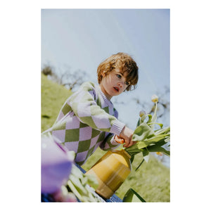 Yuki - Organic Cotton Checkered Sweater | Lilac