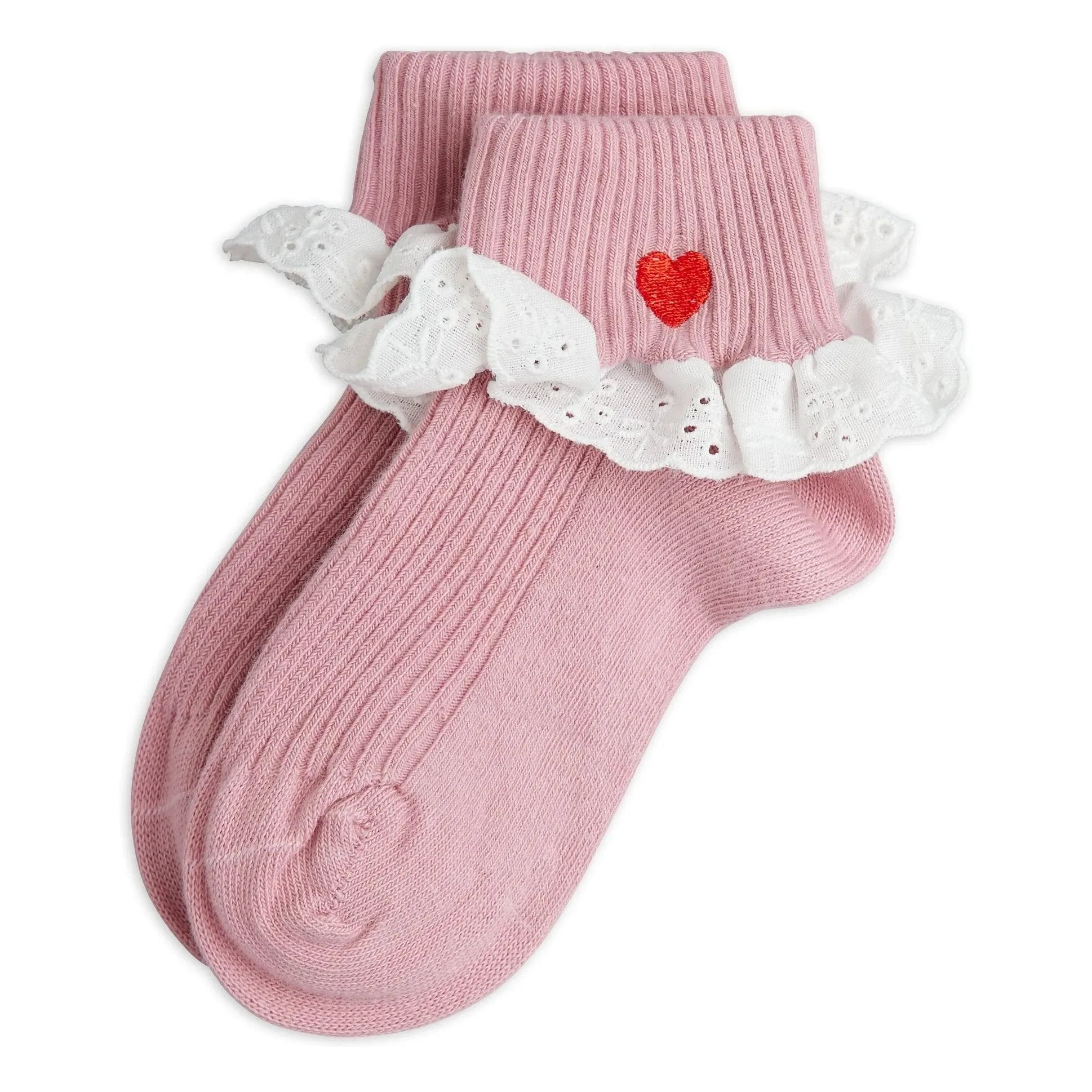 Mini Rodini - Organic Cotton Ruffled Socks | Pink