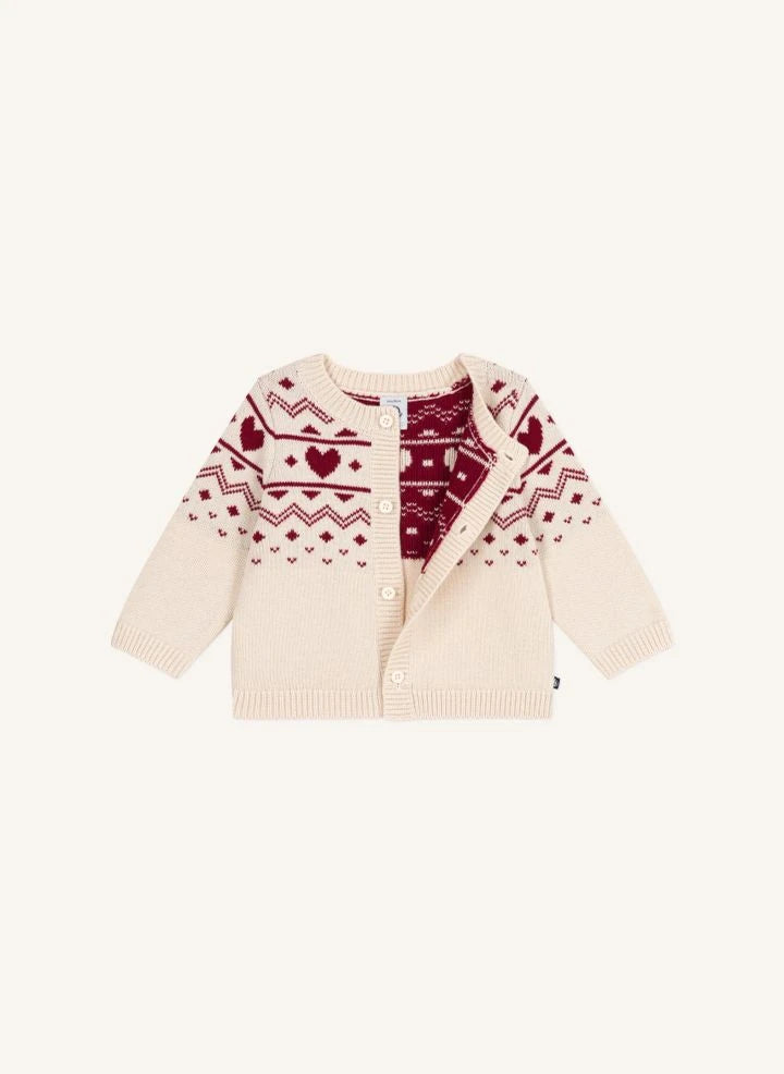 Petit Bateau - Baby Wool Heart Vest | Ecru
