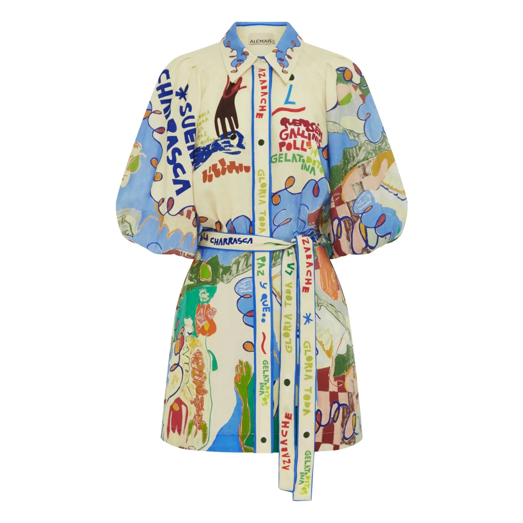 Alémais - Nadia Cotton Short Dress | Blue