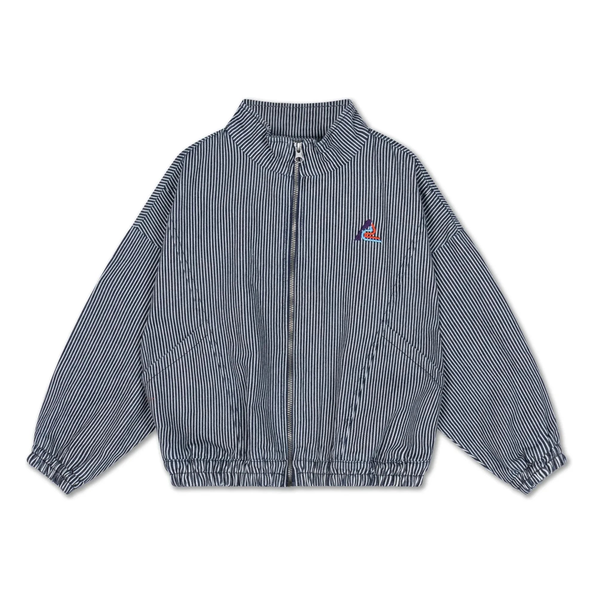 Repose AMS - Striped Organic Cotton Windbreaker | Blue