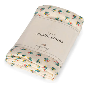 Konges Sløjd - Organic Cotton Cloths with Flowers - Set of 3