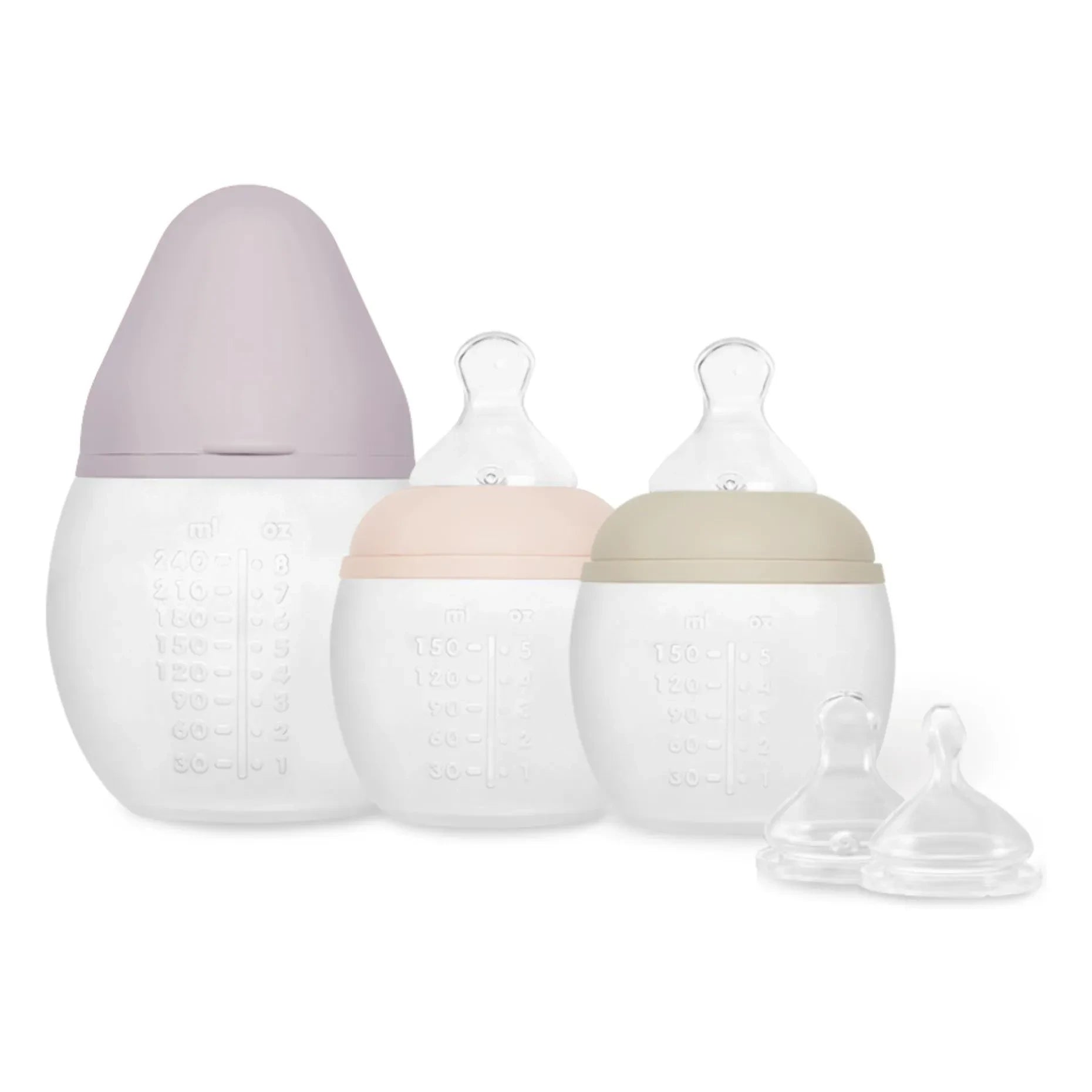 Elhée - Buddy Medical Silicone Feeding Bottles and Physiological Pacifier - Set of 3 | Nude