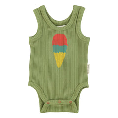 Piupiuchick - Ribbed Fit Organic Cotton Bodysuit | Olive